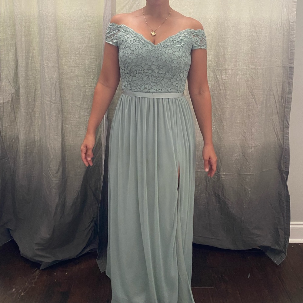 David’s bridal sage green bridesmaid dress